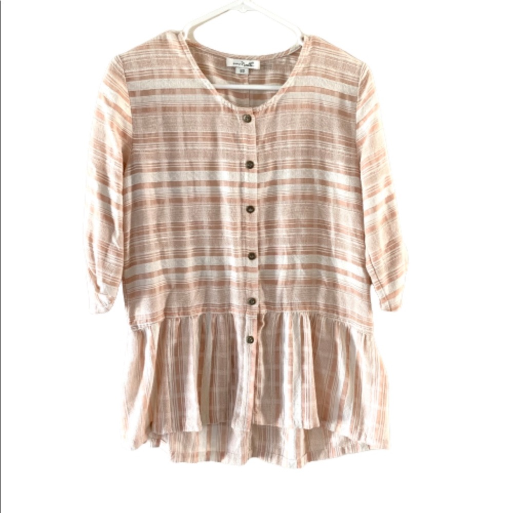 Simply Noelle striped peplum button down tunic shirt size S/M - Picture 1 of 8